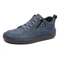 Blaue halbhohe Outdoor-Martin-Stiefel mit seitlichem Reißverschluss und Gummisohle - 36 / Dunkelblau (9883)