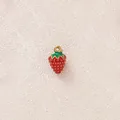 Ciondolo fragola in smalto rosso e acciaio inossidabile dorato per gioielli fai da te - Fragola Rossa Piccola