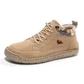 High-top Martin boots for men, outdoor casual work shoes with stitched rubber sole detail - 36 / 杏色款式(9882)