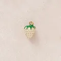 Elegante ciondolo fragola bianca con semi d'oro e smalto per gioielli fai-da-te. - Fragola Grande