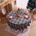 Runde Weihnachtstischdecke mit Karomuster und Rüschenrand in gemütlichem Heim - 90cm Rund / Grünes Karo mit Volants