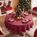 Festive red plaid round tablecloth with elegant ruffles in a Christmas dinner setting - 150cm Round / Red Small Plaid with Ruffles