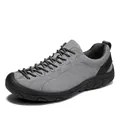 Men's outdoor casual hiking shoes in grey suede-like material with durable black rubber sole - 38 / Gray