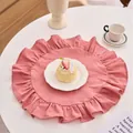 Elegante roze ronde placemat met ruisrand voor minimalistische eetkamer decoratie - Oudroze (Nr. 71)