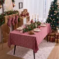 Festive red plaid rectangular tablecloth for Christmas holiday dining table decor. - Red Snowflake Plaid (Without Lace) / 60x60cm