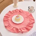 Elegante roze placemat met ruches voor een stijlvolle tafeldecoratie in Koreaanse stijl - Roze (Nr. 15)