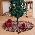 Classic ruffled plaid Christmas tree skirt for festive holiday home floor decoration - Red Coffee Plaid Ruffle