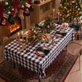 Black and white checkered rectangular tablecloth for festive Christmas dining table decor - Light Coffee Yarn-Dyed (Without Lace) / 60x60cm