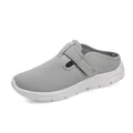 Women's breathable gray mesh slip-on mules with adjustable strap and thick white sole - 35 / Gray