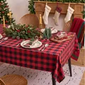 Festive red and black buffalo plaid Christmas tablecloth for rectangular dining tables - 60x60cm / Red & Black 4cm Plaid (Without Lace)