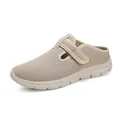 Women's beige mesh slip-on mules, lightweight and breathable casual walking shoes - 35 / Beige