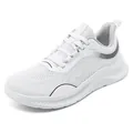Lightweight white mesh walking shoe for men with breathable fabric and thick sole - 40 / White