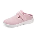 Breathable pink mesh women's casual slip-on mule sneaker with adjustable hook loop strap - 35 / Pink