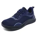 Men's deep blue breathable mesh sports sneakers for lightweight outdoor walking - Dark Blue