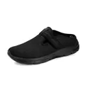 Comfortable black mesh women's slip-on walking mule with adjustable strap closure - 35 / Black