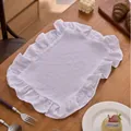 Elegante witte katoenen linnen placemat met ruches voor decoratieve eettafel opstelling - Wit
