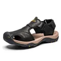 Men's black outdoor closed-toe sandals with durable anti-slip sole for summer beach - 38 / 7238 Black (Standard Version)