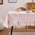 Nappe élégante à rayures roses avec bords à volants pour la décoration de table - Rond 150cm / Rose Triple Rayure Horizontale Volant