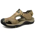 Men's outdoor closed-toe non-slip beach sandals in khaki brown, large size casual footwear - 38 / 7238 Khaki (Standard Version)