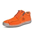 Premium orange hand-stitched suede casual Martin boots featuring a soft grey rubber sole - Orange