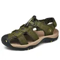 Sandales d'extérieur pour hommes vert olive avec une semelle en caoutchouc antidérapante - 38 / Version Premium / Vert Militaire