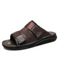 Men's brown casual beach sandals with breathable mesh and adjustable hook and loop straps - 37 / Style (895) / Coffee
