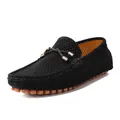 Mocassini da uomo neri traspiranti traforati con design slip-on e suola in gomma a pallini - 38 / Nero (K0099)