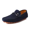 Mocassini da uomo traspiranti blu navy con design traforato e suola in gomma a gommini - 38 / Blu
