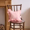 Elegant pink French ruffle pillowcase in solid color for a cozy home interior decor - 45x45cm / Soft Pink