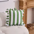 Green and white striped Dutch velvet ruffle cushion cover for luxury sofa decoration - Green and White Striped