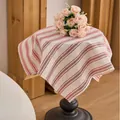 Natürliche rustikale rot gestreifte Baumwoll-Leinen-Tischdecke im japanischen Stil - 60x60cm / Rot Drei Streifen