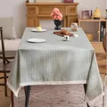 Green and white checkered tablecloth with white lace trim for elegant pastoral home decor - 60-60 / Dark Green Plaid with Lace Trim