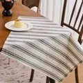 Japanische gestreifte Tischdecke aus Baumwollleinen mit marineblauen Querstreifen - 60x60cm / Dark Gray Three Stripes