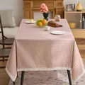 Brown and white checkered pastoral tablecloth featuring elegant white lace trim for home decor - 60-60 / Khaki Check with Cream Lace