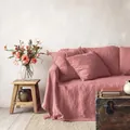 Premium luxury washed cotton sofa cover in elegant dusty rose for full furniture protection - Washed Cotton Style (No. 15) / Special Size (with Patchwork) / Rose Pink