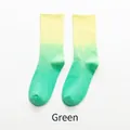 Vibrant yellow and green dip-dye gradient crew socks for sports and skateboarding - One Size / Green