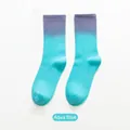 Comfortable gradient dip-dye athletic crew socks in vibrant aqua light blue color - One Size / Aqua Blue