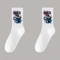 Chaussettes de sport en coton blanc avec motif imprimé graffiti KEEP YA CHIN UP - Taille Unique 36-47 / Style Graffiti Keep Ya Chin Up Blanc (Chaussettes K2-Original)