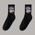 Paire de chaussettes de sport noires avec texte Lucky You et motif de smiley jaune - Taille Unique 36-47 / Style Graffiti Lucky You Noir (Chaussettes K2-Original)