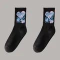 Chaussettes de sport noires confortables avec cœur rose et texte Worry Less brodé - Taille Unique 36-47 / Style Graffiti Worry Less Noir (Chaussettes K2-Original)