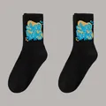 Chaussettes de sport en coton noir avec motif graffiti bleu et jaune Your Dreams cool - Taille Unique 36-47 / Style Graffiti Your Dreams Noir (Chaussettes K2-Original)