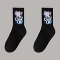 Chaussettes mi-hautes noires en coton avec imprimé graffiti coloré 'Keep Ya Chin Up' - Taille Unique 36-47 / Style Graffiti Keep Ya Chin Up Noir (Chaussettes K2-Original)
