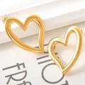 Elegant gold-plated heart-shaped stud earrings in premium hypoallergenic titanium steel - Hollow Heart Style (UB620) / One Pair / Gold