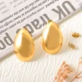 Premium gold plated titanium steel teardrop stud earrings with a polished mirror finish - Teardrop Mirror Style (UB625) / One Pair / Gold