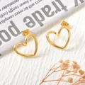 Minimalist 18K gold-plated titanium steel heart-shaped stud earrings for daily wear - Streamlined Hollow Heart (UB613) / One Pair / Gold