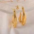 Modern gold-plated titanium steel earrings with irregular organic liquid shape - Irregular Liquid Streamline Shape (UB604) / One Pair / Gold