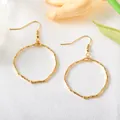 Elegant gold-plated hammered irregular hoop earrings made of durable titanium steel - Irregular Hammered Round (UB607) / One Pair / Gold
