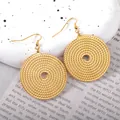 High-end gold-plated titanium steel circular earrings featuring a textured spiral design - Spiral Rope Texture Round (UB608) / One Pair / Gold
