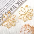 Elegant gold-plated open-work flower stud earrings featuring a chic minimalist design - Hollow Flower Style (UB612) / One Pair / Gold