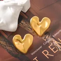 Chunky gold plated heart earrings in durable metallic finish for a bold fashion statement. - 3D Heart Style (UB621) / One Pair / Steel